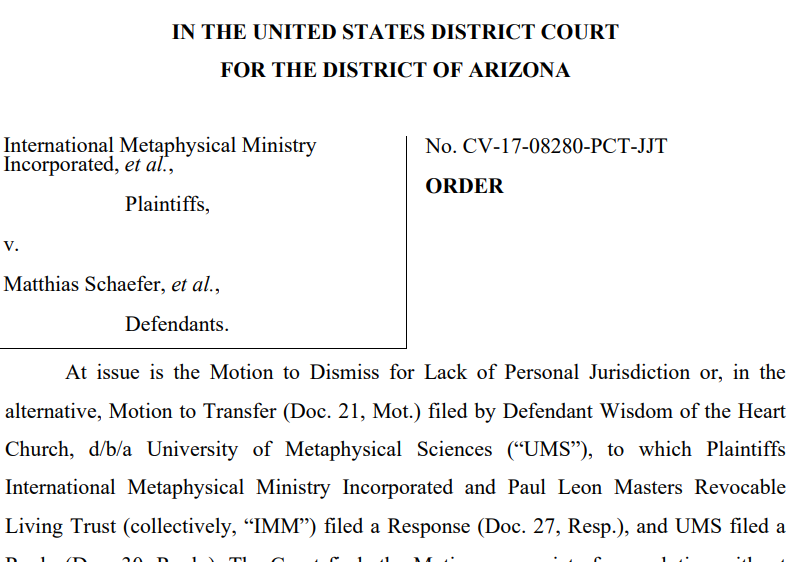 university of metaphysical sciences lawsuit
