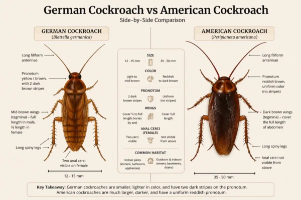 German vs American Cockroach: How to Tell the Difference