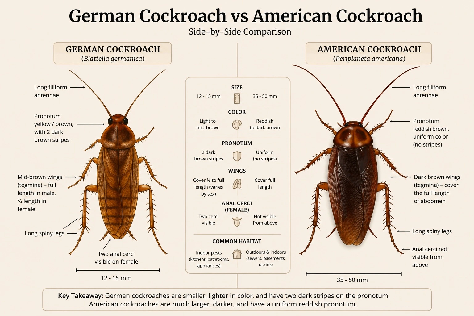 German vs American Cockroach: How to Tell the Difference